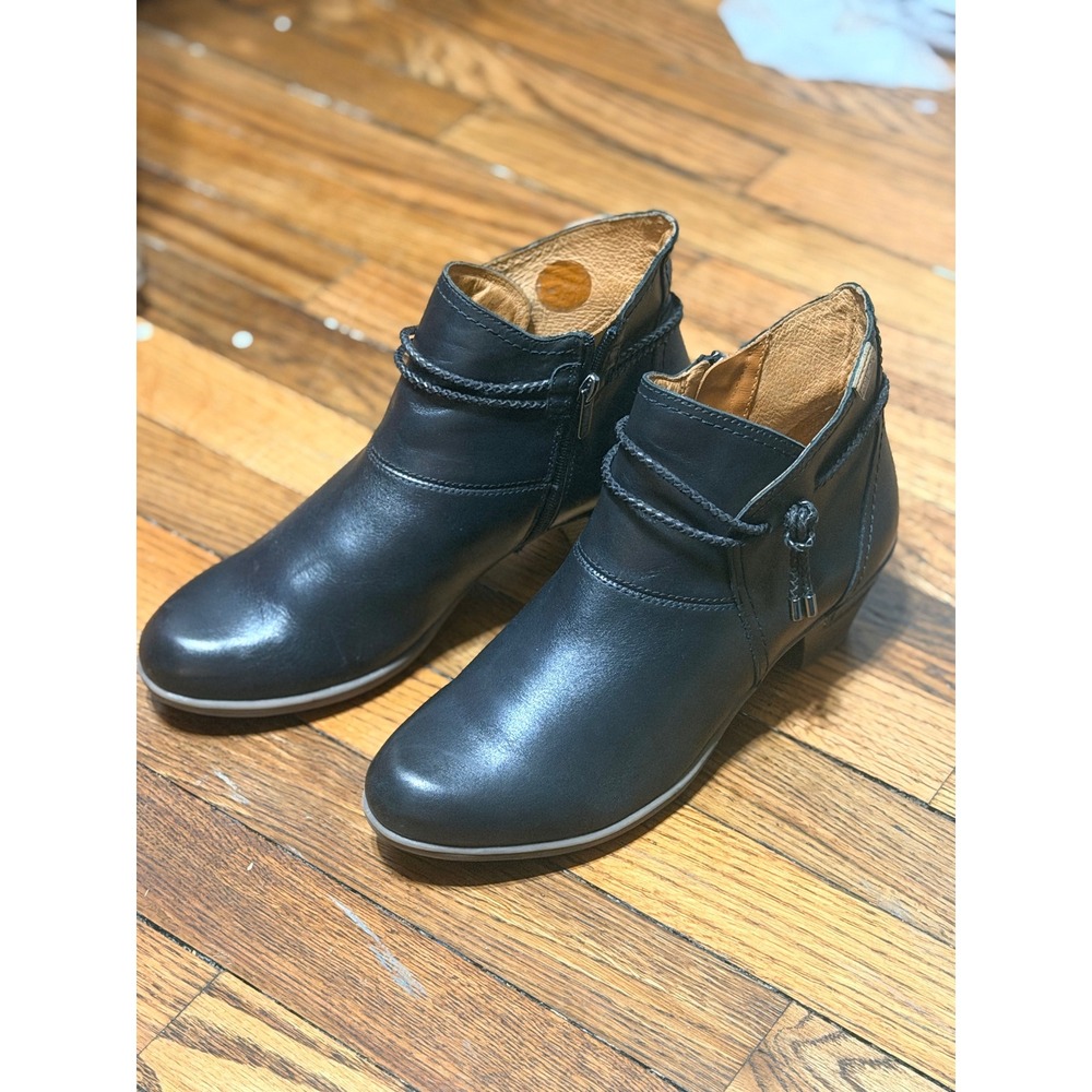 Pikolinos Baqueira Ankle Boots Women 41 Black Good Leather Braided Spain
